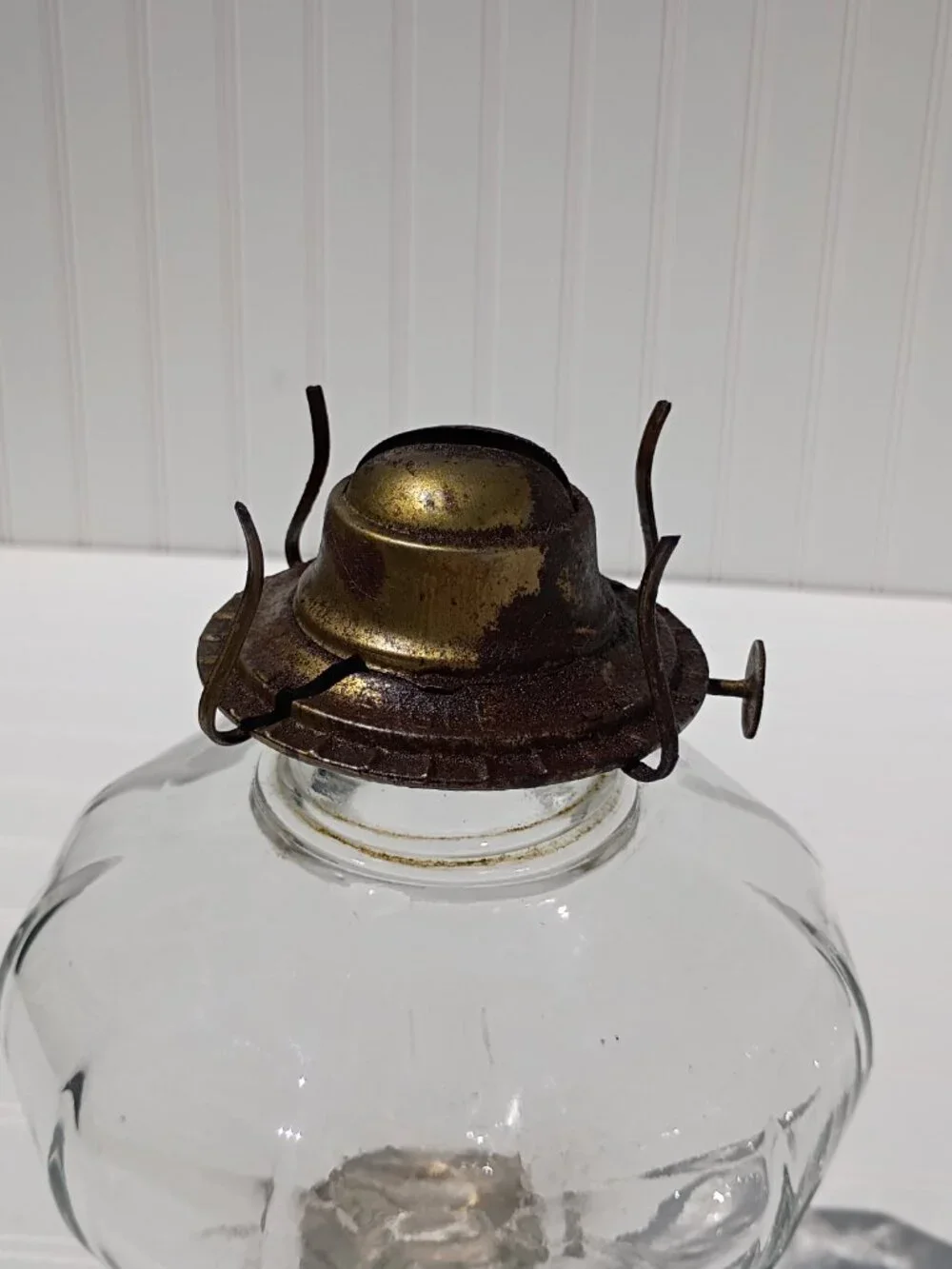 Vintage Anchor Hocking Clear Glass Kerosene Oil Lamp 18
